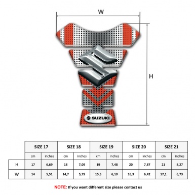 Suzuki Tank Guard Pads Silver Red Base with 3D logo Design 