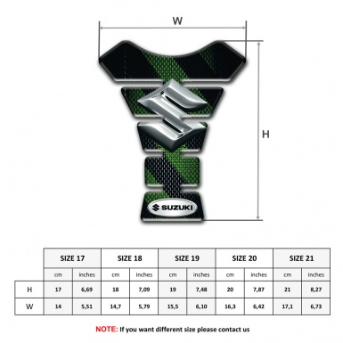 Suzuki Tank Pad Protector Green Bands Design with 3D Silver Logo 