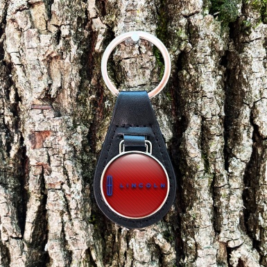 Lincoln Key Fob Leather Red Carbon Classic Blue Logo