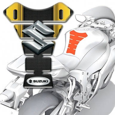 Suzuki Tank Guard Pads Anti Slip Sticker Yellow Black Print 