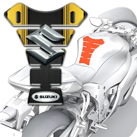 Suzuki Tank Guard Pads Anti Slip Sticker Yellow Black Print 