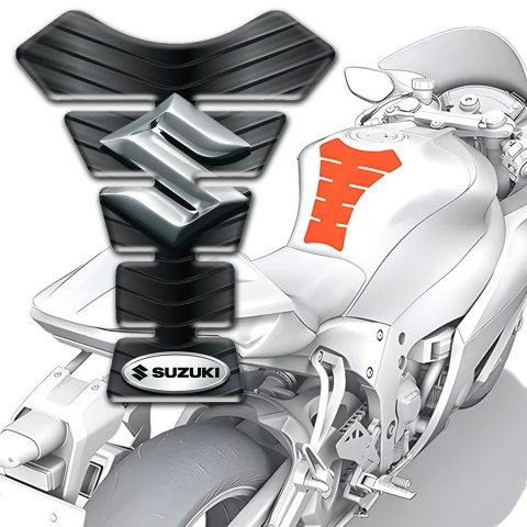 Suzuki Tank Protector Rubber Effect with 3D silver Logo Design 