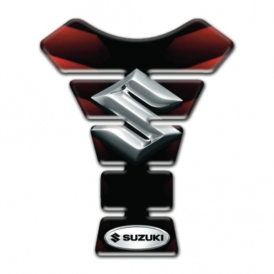 Suzuki Tank Protector Merging red Black Base and Silver Logo 