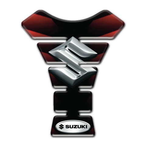 Suzuki Tank Protector Merging red Black Base and Silver Logo 
