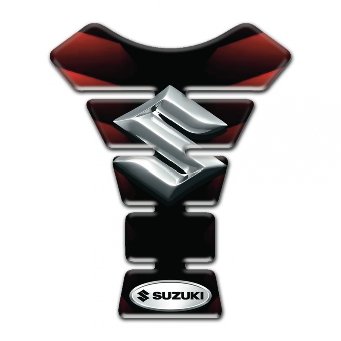 Suzuki Tank Protector Merging red Black Base and Silver Logo 