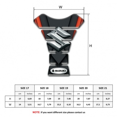 Suzuki Tank Guard Pads Black with Orange Motive base Style and Silver Logo 