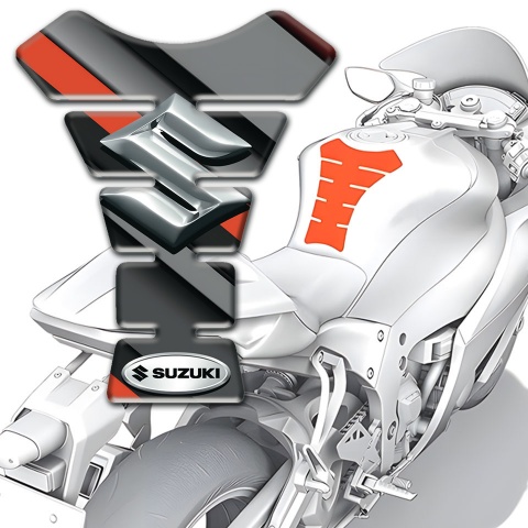 Suzuki Tank Pad Protector Orange Gray Diagonal Decoration Style 