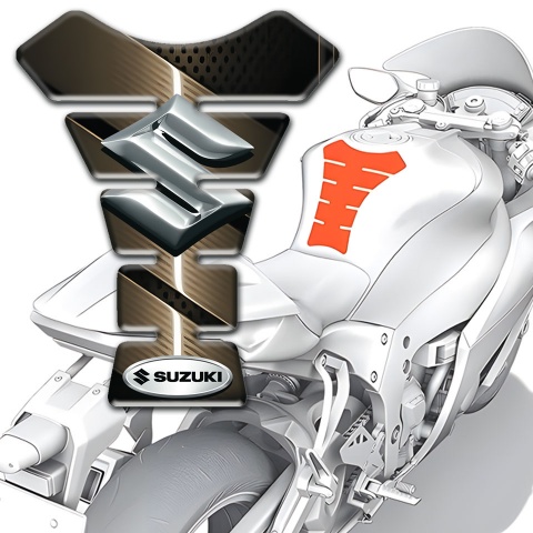 Suzuki Tank Fuse Bronze Style Base with 3D Silver logo 