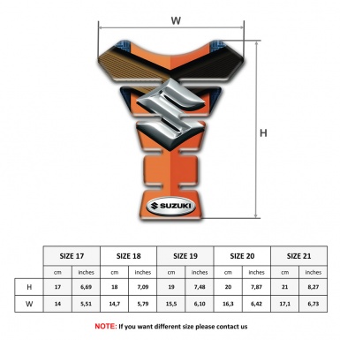Suzuki Tank Pad Motorbike Orange Brown Style with Silver Logo