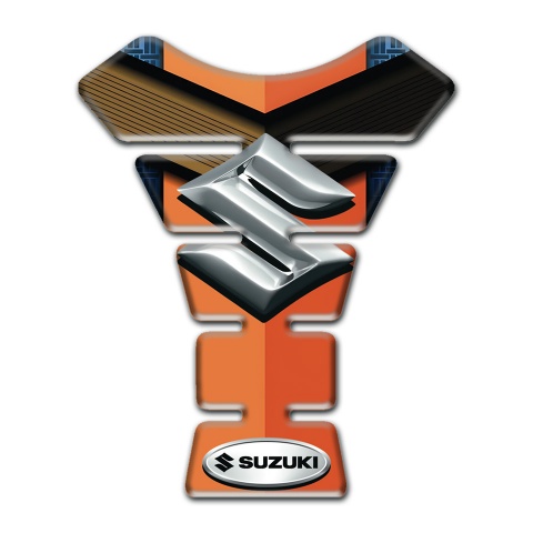 Suzuki Tank Pad Motorbike Orange Brown Style with Silver Logo