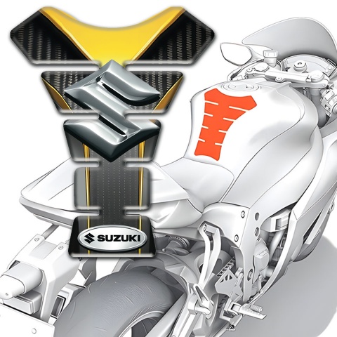 Suzuki Tank Protector Motorcycle Silicone Sticker with 3d Silver Logo Design 