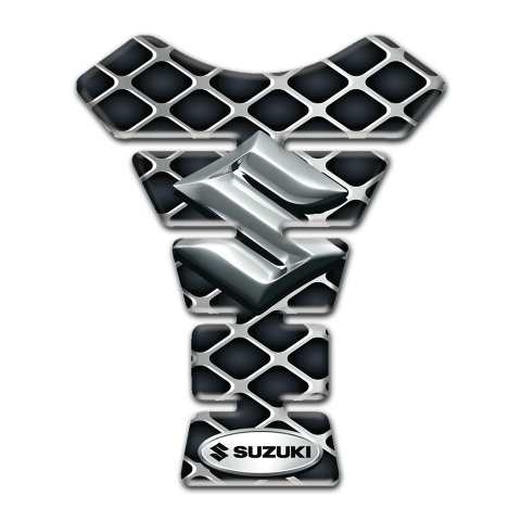 Suzuki Tank Fuse Large Metal Mesh Design with 3D Silver Logo