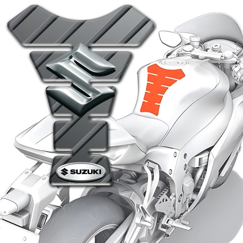 Suzuki Tank Protector Gray Stylish Base with Silver Logo 