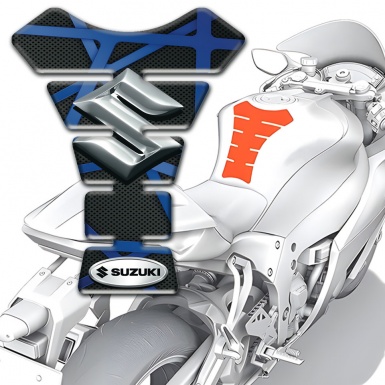 Suzuki Tank Pad Protector Black Base with Blue patterns Edition 