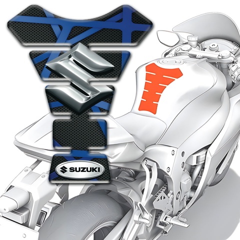 Suzuki Tank Pad Protector Black Base with Blue patterns Edition 