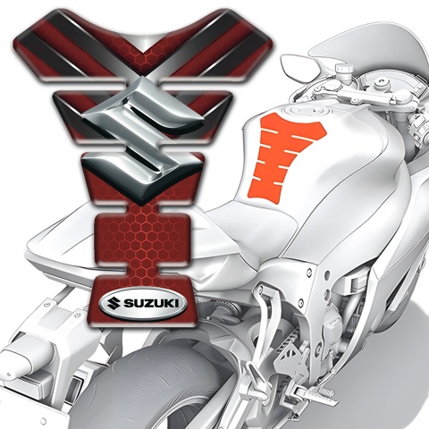 Suzuki Tank Protector Red Base with Chromed Details Design 