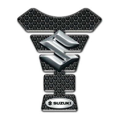 Suzuki Tank Guard Pads Perforated Steel Base with Silver Logo