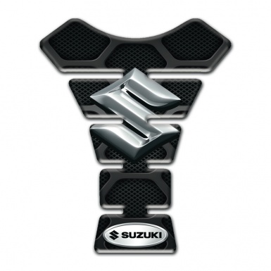 Suzuki Tank Pad Protector Black with Gray Patterns Base and Silver Logo 