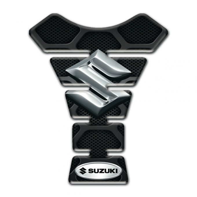 Suzuki Tank Pad Protector Black with Gray Patterns Base and Silver Logo 