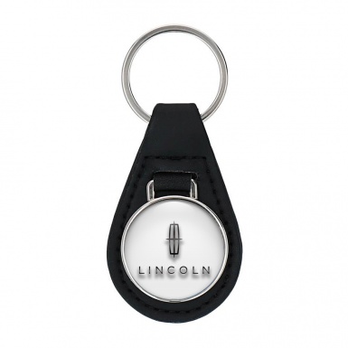 Lincoln Keychain Leather White Pearl Classic Black Logo