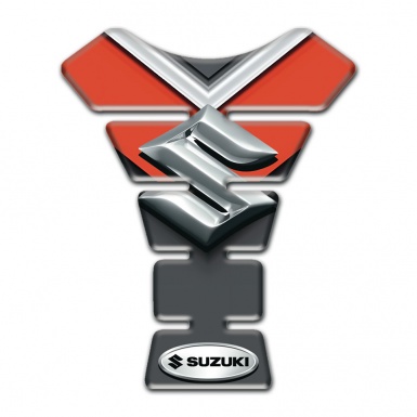 Suzuki Tank Pad Protector Orange Motive Background with 3D Silver Logo 