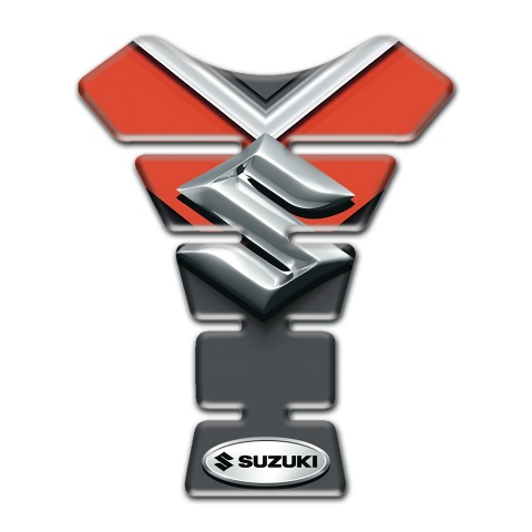 Suzuki Tank Pad Protector Orange Motive Background with 3D Silver Logo 