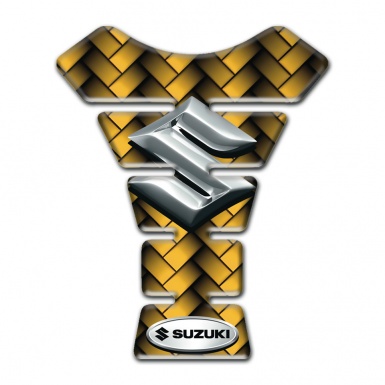 Suzuki Tank Fuse Yellow Mosaic Design with Silver logo 