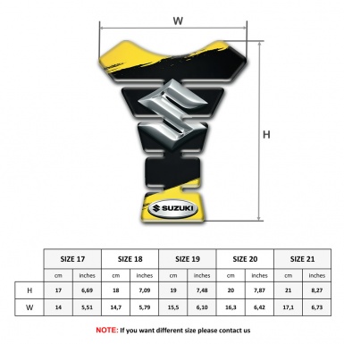 Suzuki Tank Pad Motorbike Yellow Black painting Base Silver Logo 