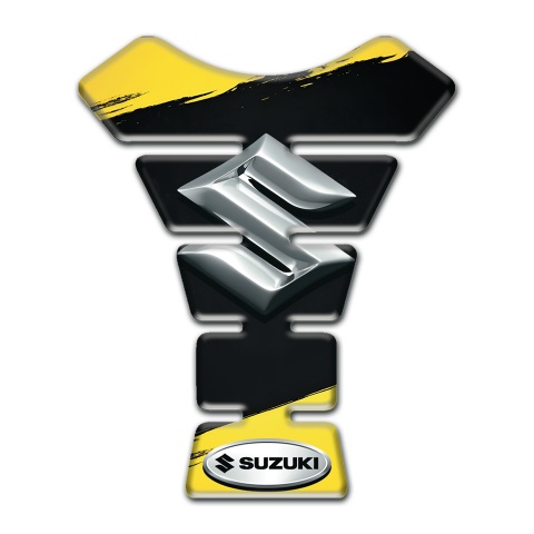 Suzuki Tank Pad Motorbike Yellow Black painting Base Silver Logo 