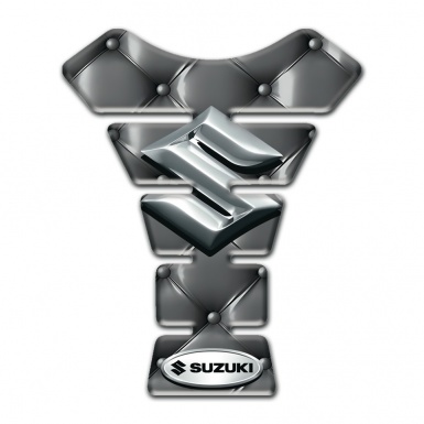 Suzuki Tank Protector Gray Skin effect with Silver 3D Logo 