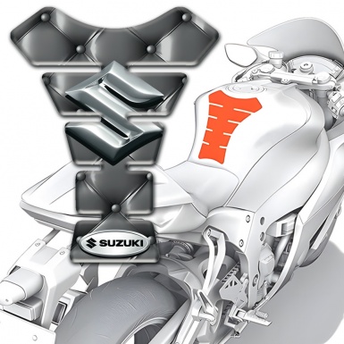 Suzuki Tank Protector Gray Skin effect with Silver 3D Logo 