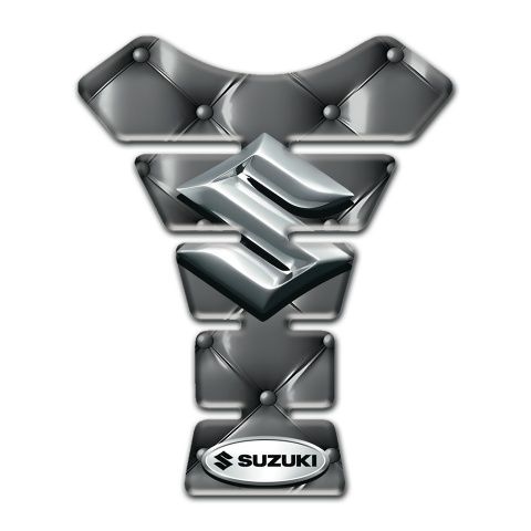 Suzuki Tank Protector Gray Skin effect with Silver 3D Logo 
