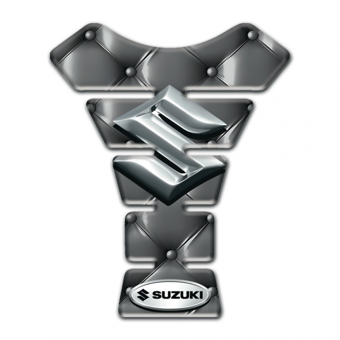 Suzuki Tank Protector Gray Skin effect with Silver 3D Logo 
