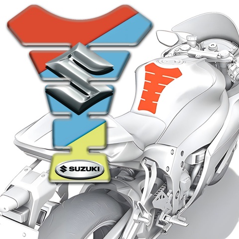 Suzuki Tank Pad Protector Fresh Colors Design with 3D Silver Logo 