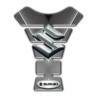 Suzuki Tank Fuse Gray Base with White Stripe and Silver Logo 