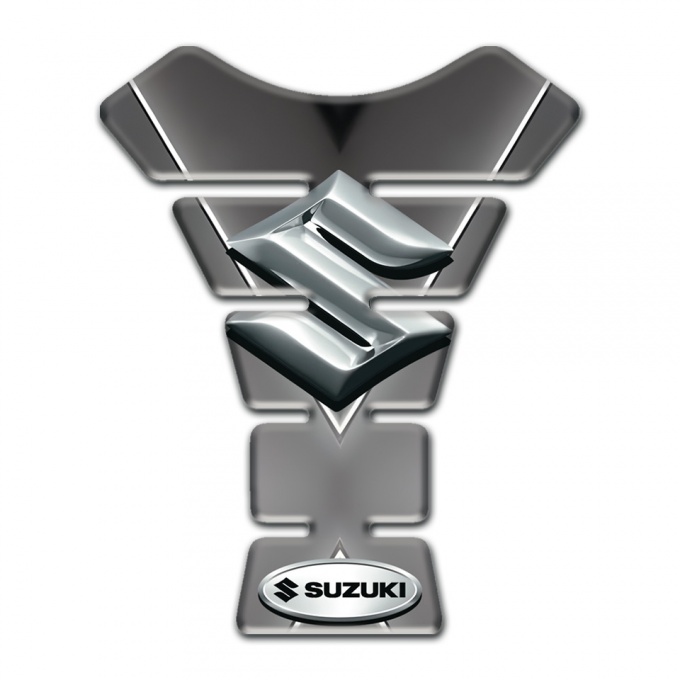 Suzuki Tank Fuse Gray Base with White Stripe and Silver Logo 
