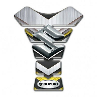 Suzuki Tank Pad Motorbike Silver Yellow Details Edition 