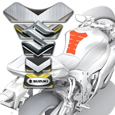 Suzuki Tank Pad Motorbike Silver Yellow Details Edition 