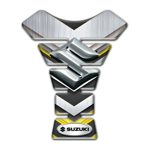 Suzuki Tank Pad Motorbike Silver Yellow Details Edition 