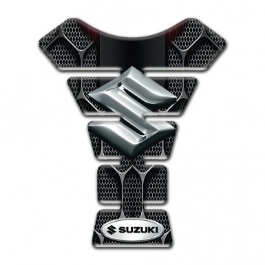 Suzuki Tank Guard Pads 3D background Print and Silver Logo 