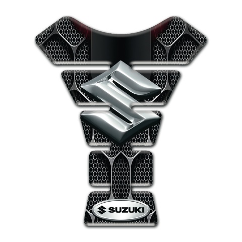 Suzuki Tank Guard Pads 3D background Print and Silver Logo 