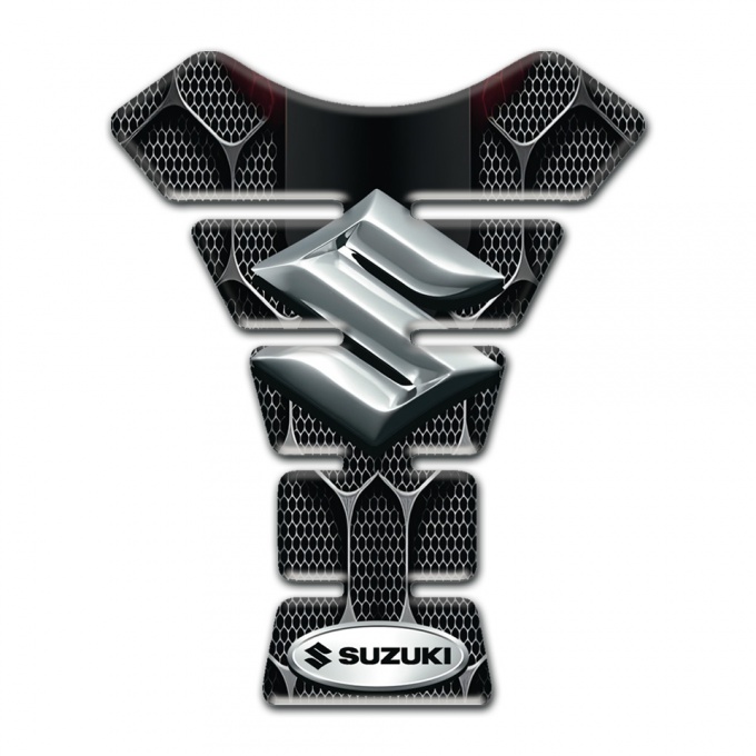 Suzuki Tank Guard Pads 3D background Print and Silver Logo 