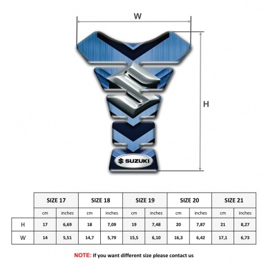 Suzuki Tank Pad Protector Navy Blue Decoration with 3D Silver Logo 