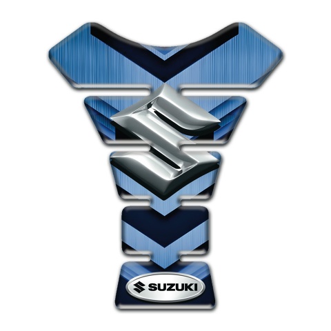 Suzuki Tank Pad Protector Navy Blue Decoration with 3D Silver Logo 