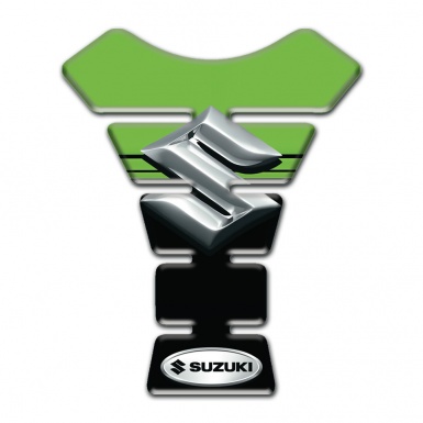 Suzuki Tank Fuse Green Black halves Style with Silver logo 