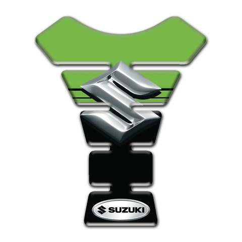 Suzuki Tank Fuse Green Black halves Style with Silver logo 