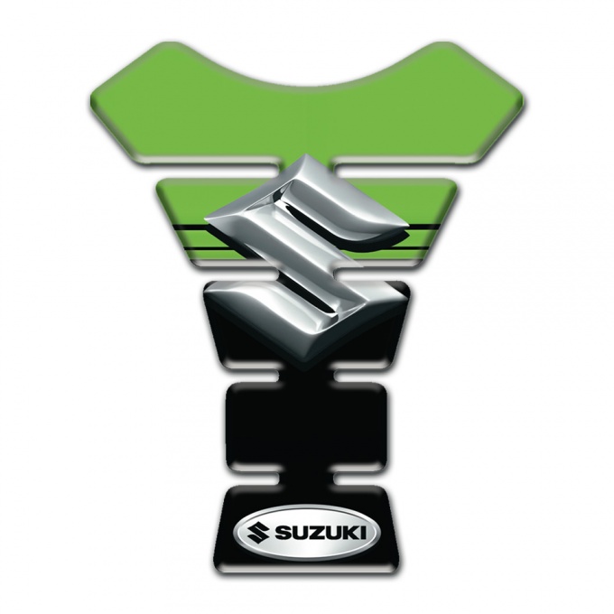 Suzuki Tank Fuse Green Black halves Style with Silver logo 