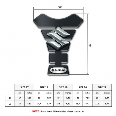 Suzuki Tank Pad Motorbike Dark base Print with 3D ilver Logo 