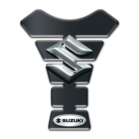 Suzuki Tank Pad Motorbike Dark base Print with 3D ilver Logo 