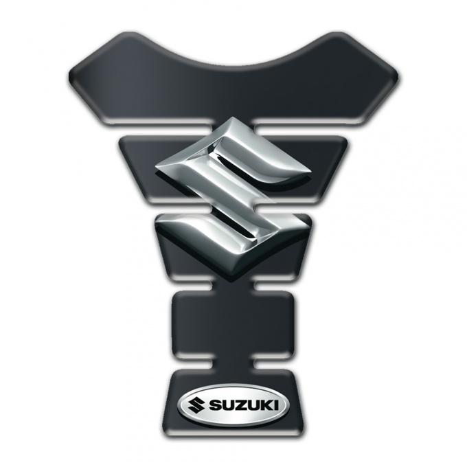 Suzuki Tank Pad Motorbike Dark base Print with 3D ilver Logo 